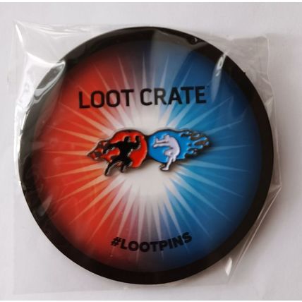 Loot Crate Lootpins Showdown theme red vs blue / good vs evil metal brooch pin