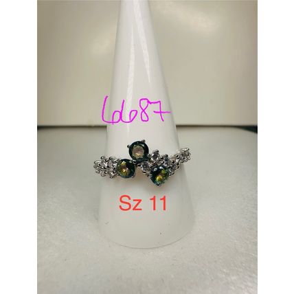 Bomb Party Sz11 Revealed BP Ring RBP Triple Bicolor Blue/Grn 925 Sterling Silver