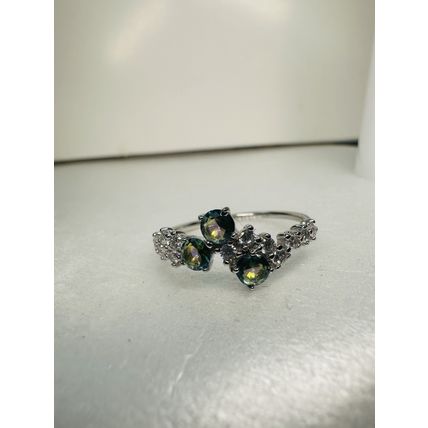 Bomb Party Sz11 Revealed BP Ring RBP Triple Bicolor Blue/Grn 925 Sterling Silver