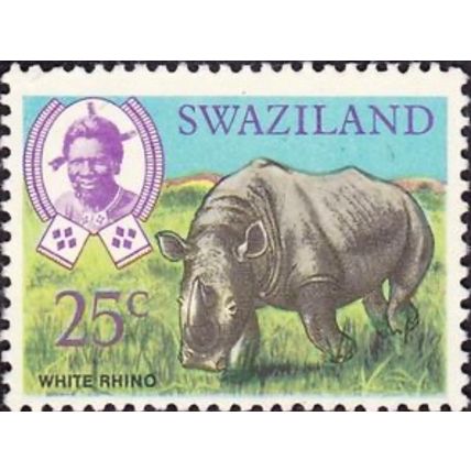 Swaziland QEII 1969 25c White Rhinoceros Unmounted Mint MNH SG 172 Animals Stamp