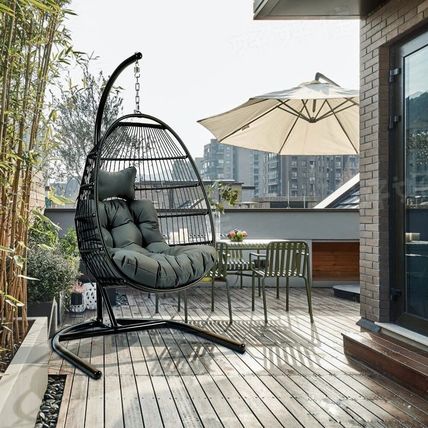 Hanging Hammock Chair with Stand & Cushion – Indoor/Outdoor Swing Egg Chair