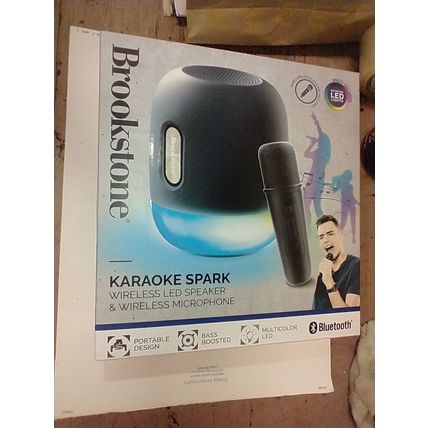 NEW!! Brookstone Spark Wireless LED Karaoke Speaker & Microphone, Bluetooth
