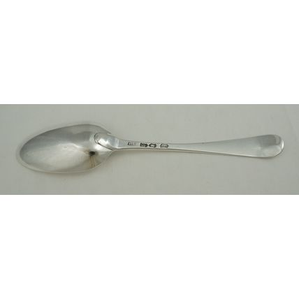 Heavy 8" Georgian Silver Old English Table Spoon, London 1743, 206mm, 64g.