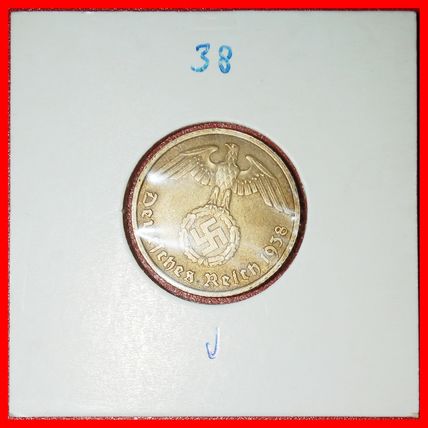Ⰶ SWASTIKA 1936-1940:GERMANY★10 PFENNIGS 1938J★3 REICH 1933★LOW START★NO RESERVE
