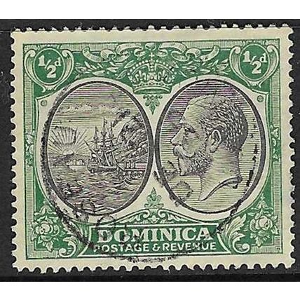 DOMINICA 1923-33 GV BLACK & GREEN ½d USED SG71