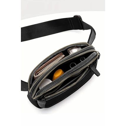 Black Minimalist Multi-zipped Crossbody Bag