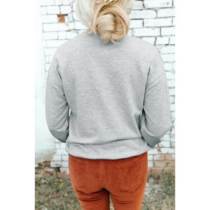 Gray Sequined Clover Patch St Patrick Fashion Sweatshirt