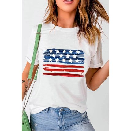 White American Flag Graphic Fashion Tee