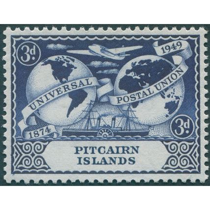 Pitcairn Islands 1949 3d. deep blue UPU SG14 unused