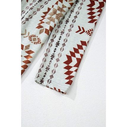 Brown Western Aztec Printed Open Front Long Cardigan