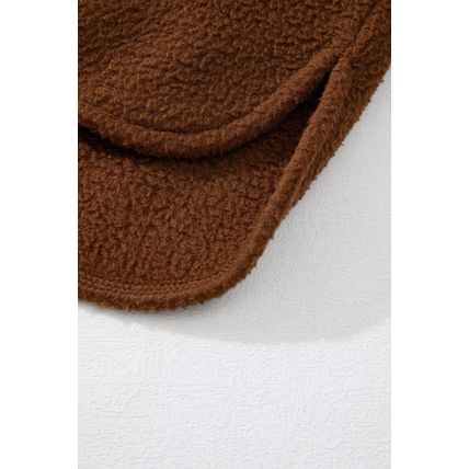 Brown Half Zip Fleece Pullover Sweatshirt
