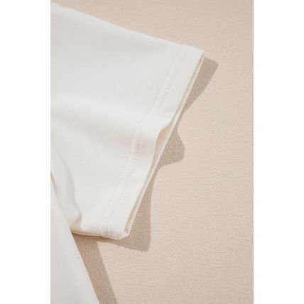 Beige 2pcs Cropped Tee and Ruffle High Waist Skort Set