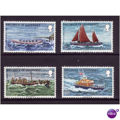 GUERNSEY 1974 LIFEBOATS SET 4 VALS U/M MINT