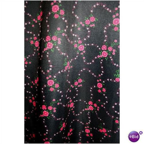 Vintage 1970 Hand made Black Pink Floral Midi Skirt Size 4 6 Womens