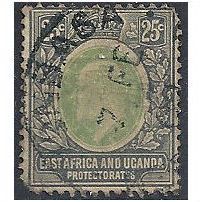 East Africa & Uganda Protect 1907 SG40 25c Grey-Green & Black Good+ Used .