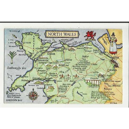 Wales NORTH WALES Map Postcard by Salmon (4587)