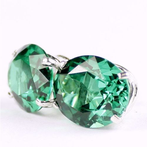 Russian Nanocrystal Emerald, 925 Sterling Silver Post Earrings, SE202