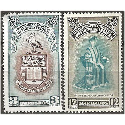 Barbados 1951 BWI Universities Set SG283-284 Mounted Mint . .. .
