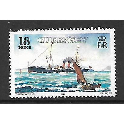 GUERNSEY 1989 18p GREAT WESTERN PADDLE STEAMER SG 464 FINE USED