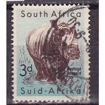 SOUTH AFRICA 1954 WILD ANIMALS 3d RHINO USED SG155
