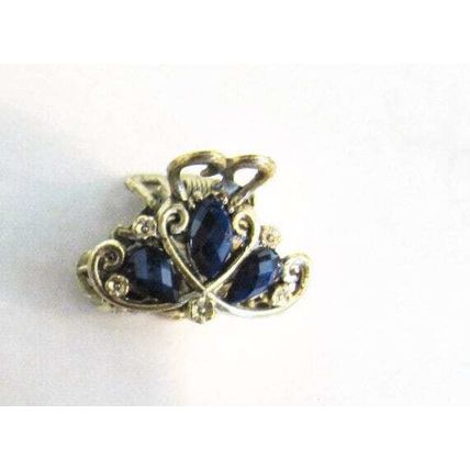 small mini metal jeweled antique bronze hair claw clip