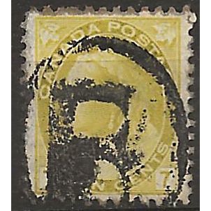 Canada 1902 SG160 7c Greenish-Yellow Registered Cancel Good Used .