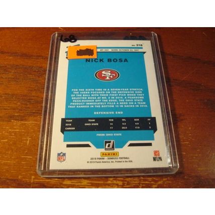 2019 Panini Donruss, Red Press Proof, NICK BOSA Rc, 49ers, Rated Rookie