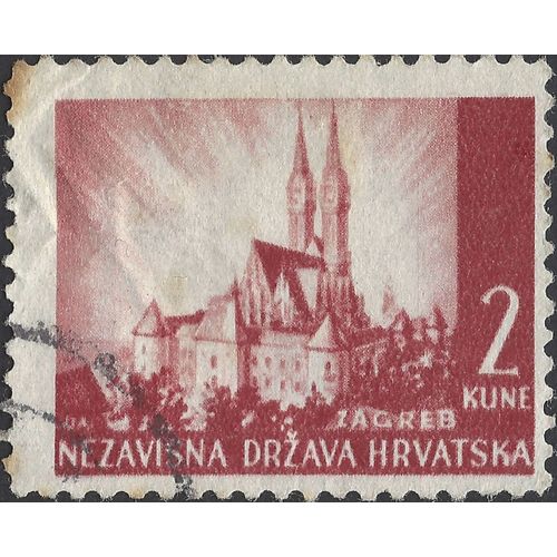 CROATIA, St Stephen's Cathedral Zagreb, red 1940, 2kuna