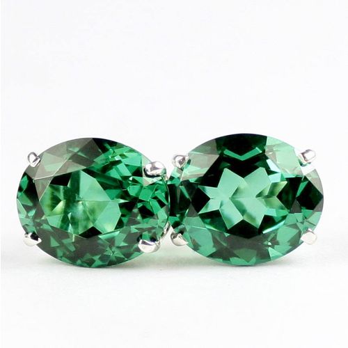 Russian Nanocrystal Emerald, 925 Sterling Silver Post Earrings, SE202