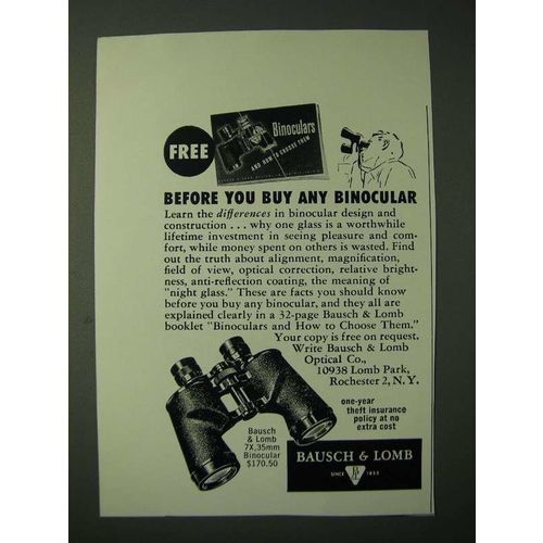 1955 Bausch & Lomb 7x35mm Binocular Ad - Before you buy