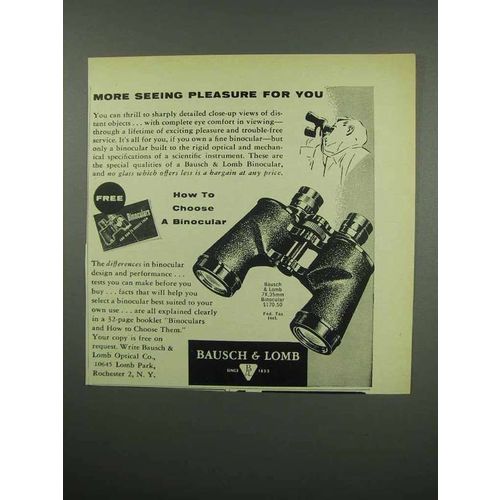 1955 Bausch & Lomb Binocular Ad - Seeing Pleasure