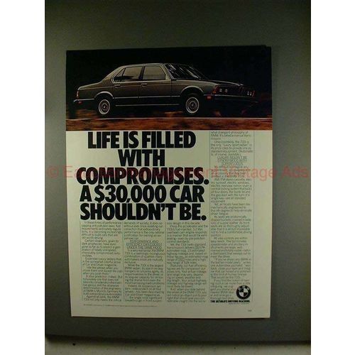 1980 BMW 733i Car Ad - Life is Filled with Compromises!