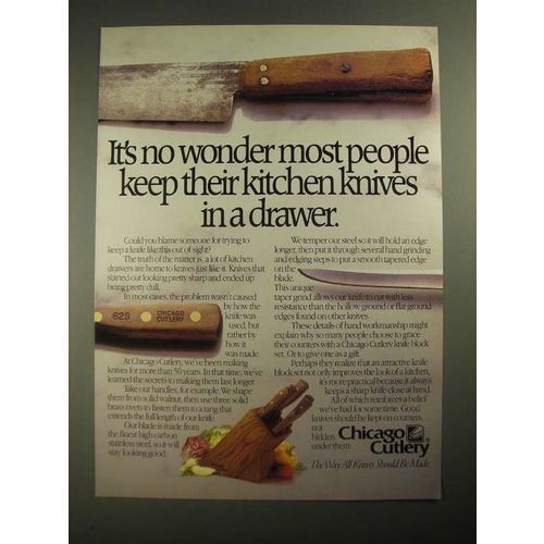 1987 Chicago Cutlery Ad - Most People Keep Their Kitchen Knives in a Drawer