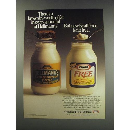 1991 Kraft Free Mayonnaise Ad - There's a brownie's worth of fat