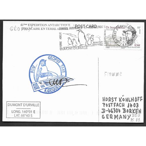 2005 FRENCH ANTARCTIC TERRITORIES -POSTCARD FINE USED (EBIDPACK4667)