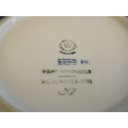 1976 Christmas Royal Copenhagen Water Mill Denmark Cobalt Blue Plate 7 1/4"