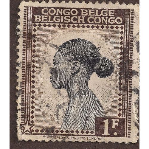 BELGIAN CONGO, Congolese Woman, brown 1942, 1 Fr