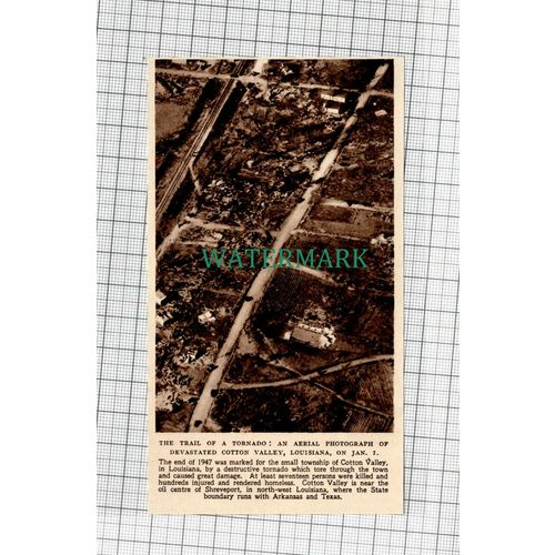 C994) Cotton Valley Louisiana Tornado Damage - 1948 Cutting