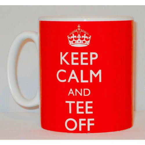 Keep Calm & Tee Off Mug Can Personalise Great Golf Golfer Golfing Putting Gift