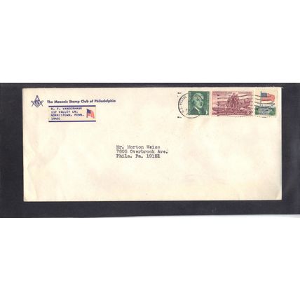 Masonic Stamp Club Cover 1299 1c Jefferson 1063, 1338 CV03080