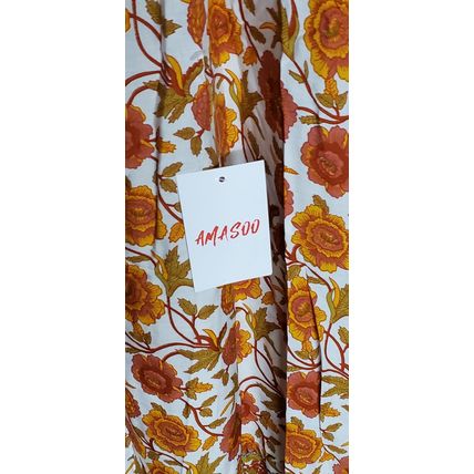 Orange Floral Button-Front Short-Sleeve Maxi Dress