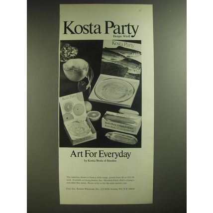1974 Kosta/Boda Crystal Ad - Kosta Party Design: Warff Art for Everyday