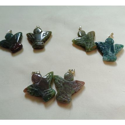 2 Agate Angel Charms Pendants 1x1 inch 25mm With Bail Gemstone