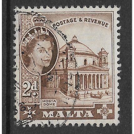 MALTA 1956 2d BROWN MOSTA DOME SG 270 FINE USED#4