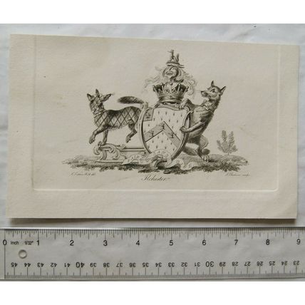 1790 engraving - coat of arms - Ilchester