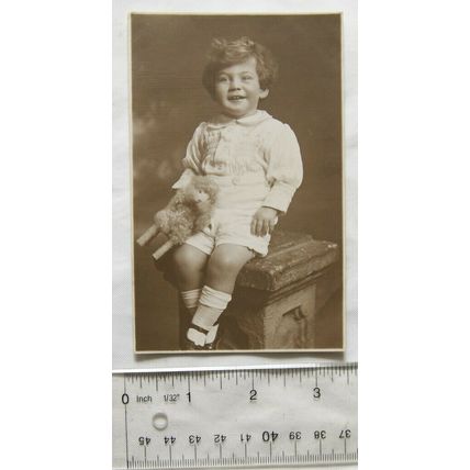 Vintage photo - Kenneth Kaye age 18 months holding a toy lamb