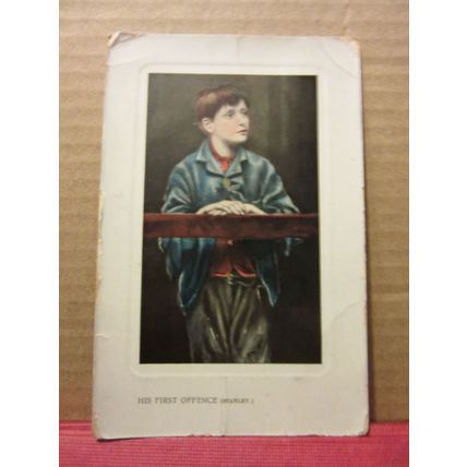 THE FIRST OFFENCE by LADY DOROTHY STANLEY used antique postcard c.1904 art =