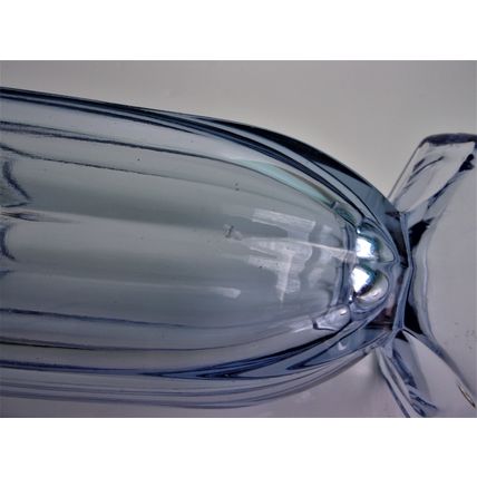 Art Deco Blue Glass Trumpet Vase. (Possibly Bernsdorf?)