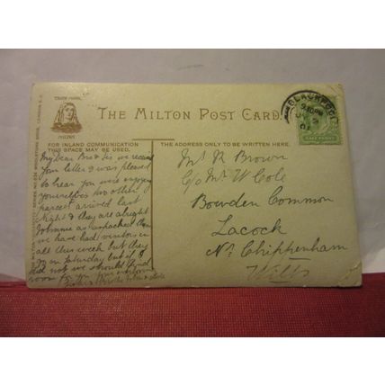 LOVELY PINK ROSE flower used antique postcard Milton series 1904 pm /