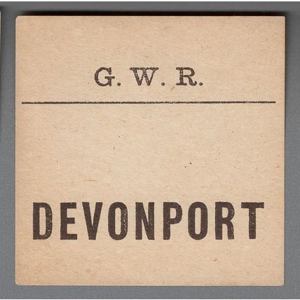 GREAT WESTERN RAILWAY LUGGAGE LABEL - DEVONPORT (Caps)